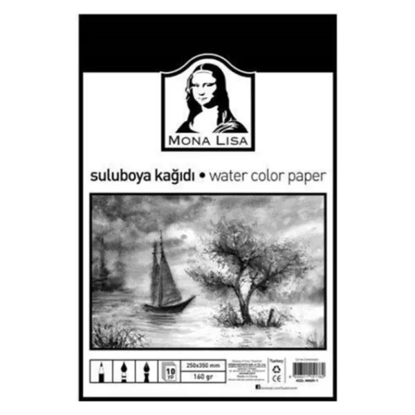 Monalisa Sulu Boya Kağıdı 25 X 35 Cm 160 Gram 10 Yaprak Sulu Boya Kağıdı - Görsel 3