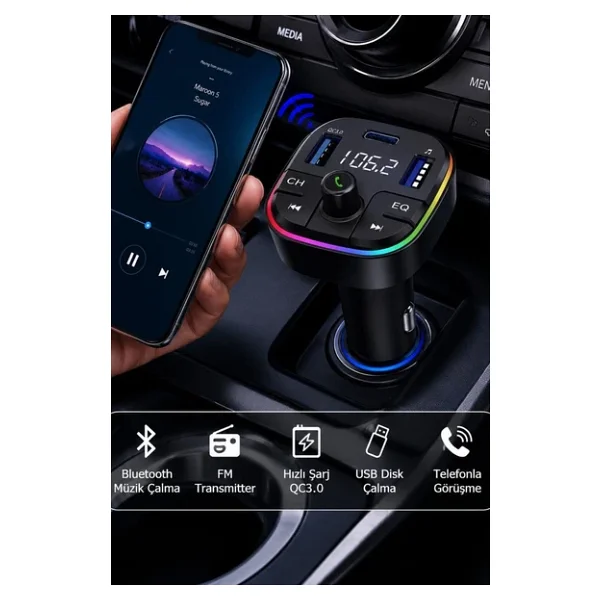 Torima G11 20w Pd Şarj Özellikli Dijital Göstergeli Bluetooth Fm Transmitter - Görsel 6
