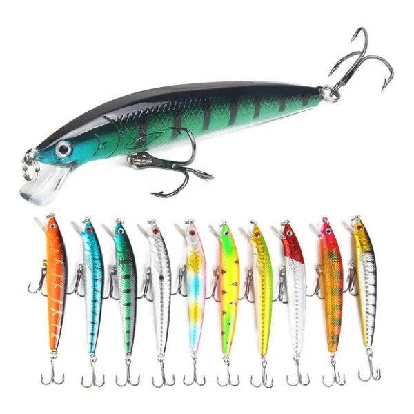 Valkyrie 10 Adet 10cm 9gr Minnow Sahte Olta Yem Seti Rapala 1m Derinlik 10 Farkli Renk Karbon Celik Igne - Görsel 6
