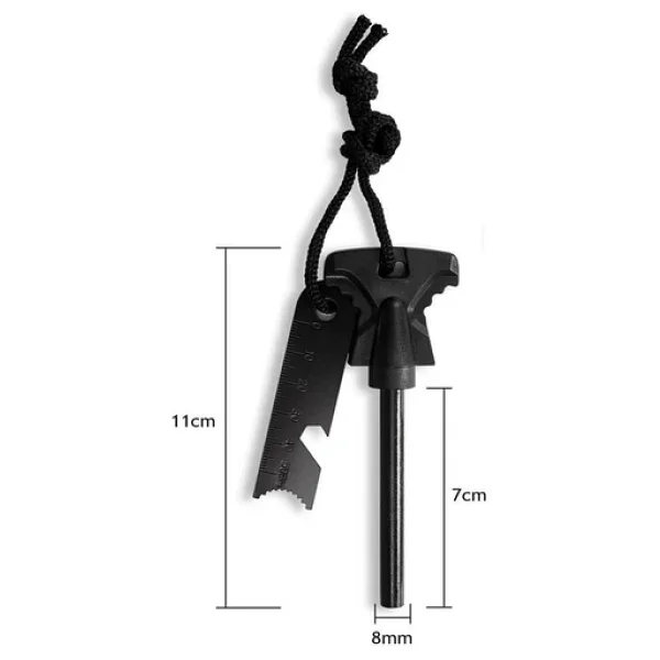 Single Sword Magnezyum Çubuğu - Pusulalı, Düdüklü Cetvelli Ateş Başlatıcı - Görsel 4