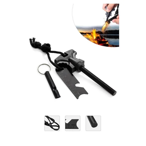 Single Sword Magnezyum Çubuğu - Pusulalı, Düdüklü Cetvelli Ateş Başlatıcı - Görsel 6