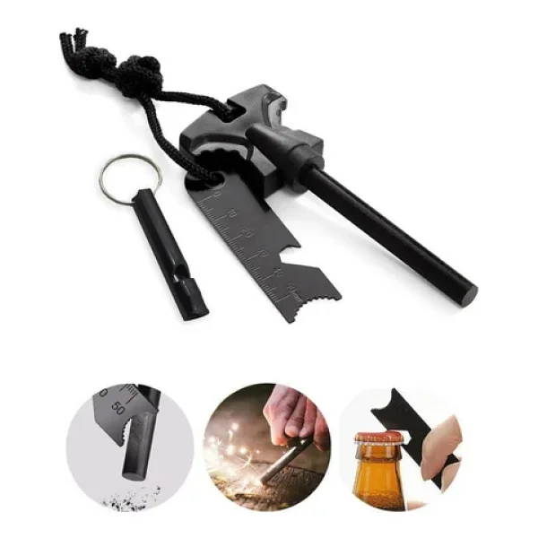 Single Sword Magnezyum Çubuğu - Pusulalı, Düdüklü Cetvelli Ateş Başlatıcı - Görsel 5