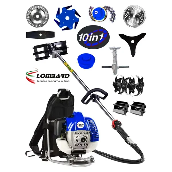 Lombard Italia 543 Lb Turbo 10 In 1 Sırt Tipi Ot Çim Biçme Tırpanı + Toprak Eşeleme+ Akrobat Çapa Aparatı - Görsel 4