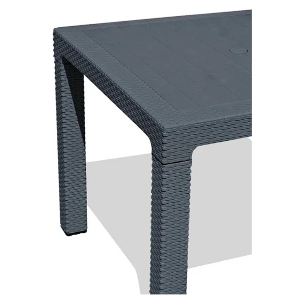 Almina Italy 90x150 Camlı Masa Takımı 6 Kişilik Rattan Desenli Bahçe Balkon Antrasit Rattan Masa Takımı - Görsel 2
