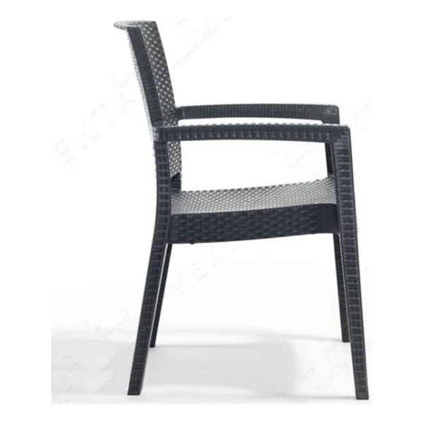 Almina Italy 90x150 Camlı Masa Takımı 6 Kişilik Rattan Desenli Bahçe Balkon Antrasit Rattan Masa Takımı - Görsel 6