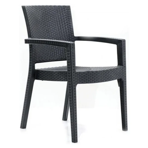 Almina Italy 90x150 Camlı Masa Takımı 6 Kişilik Rattan Desenli Bahçe Balkon Antrasit Rattan Masa Takımı - Görsel 4