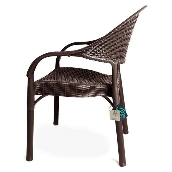 Almina Bambu Pro 70x100cm Rattan Bahçe Balkon Masa Takımı 4 Kişilik Camsız Set Kahverengi - Görsel 4