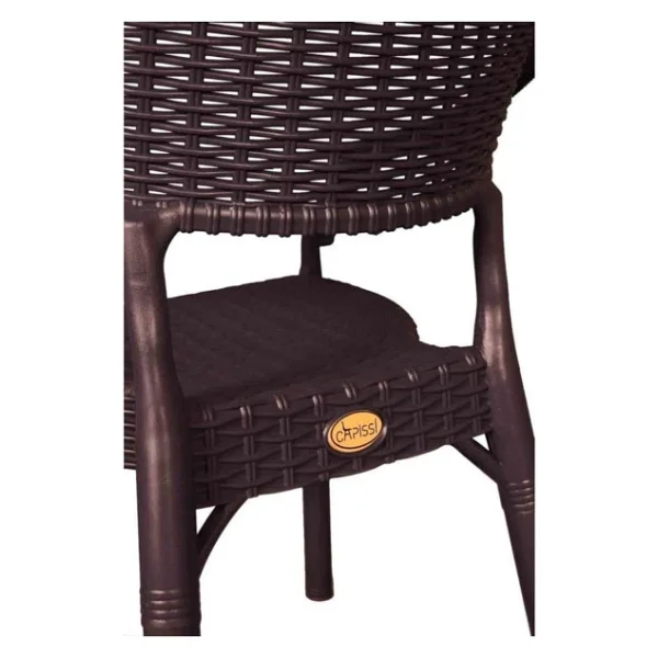 Almina Bambu Pro 70x100cm Rattan Bahçe Balkon Masa Takımı 4 Kişilik Camsız Set Kahverengi - Görsel 5