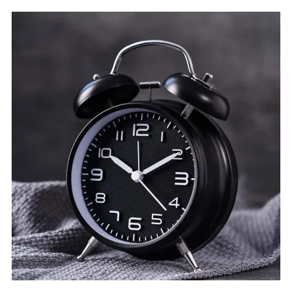 Valkyrie Sessiz Akar Saniyeli 16cm Alarm Masa Çalar Saat Yüksek Zil Sesi Büyük Boy Siyah - Görsel 5
