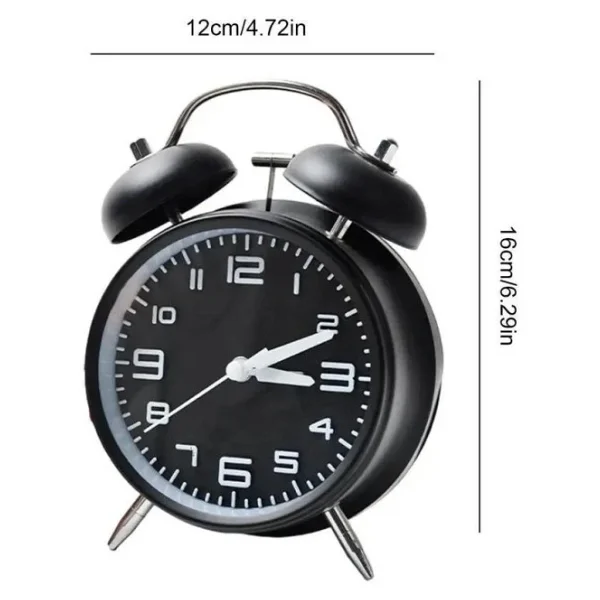 Valkyrie Sessiz Akar Saniyeli 16cm Alarm Masa Çalar Saat Yüksek Zil Sesi Büyük Boy Siyah - Görsel 7