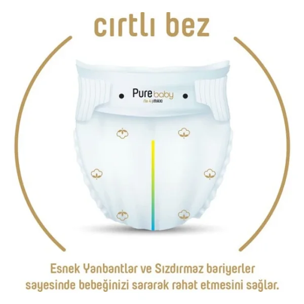 Pure Baby Organik Pamuklu 1 Numara Yenidoğan 64'lü 4 Adet Bebek Bezi - Görsel 3