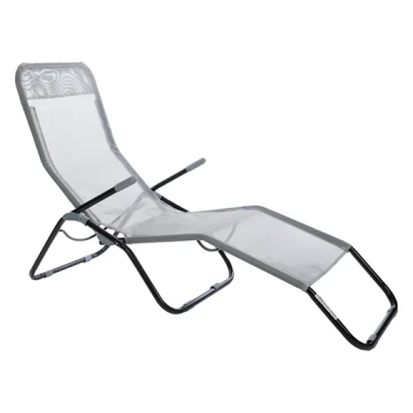 Andoutdoor Tumbona Katlanır Şezlong-Gri - Görsel 3
