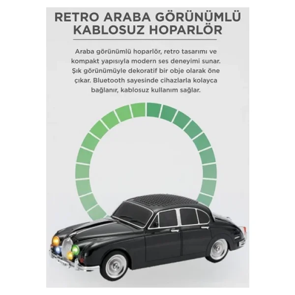 Wster Ws-596 Siyah Araba Nostaljik Radyo - Görsel 8
