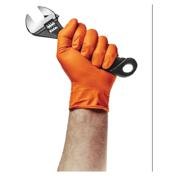 Dolphin Nitril Powergrip Ekstra Kalın Elmas Dokulu Eldiven Turuncu Large Büyük Boy - 50'li 3 Paket - Görsel 9