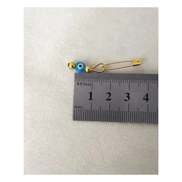 10 Adet 0.5 Mm Yassı Turkuaz Maşallahlık İğneli Cam Nazar Boncuğu - Görsel 5