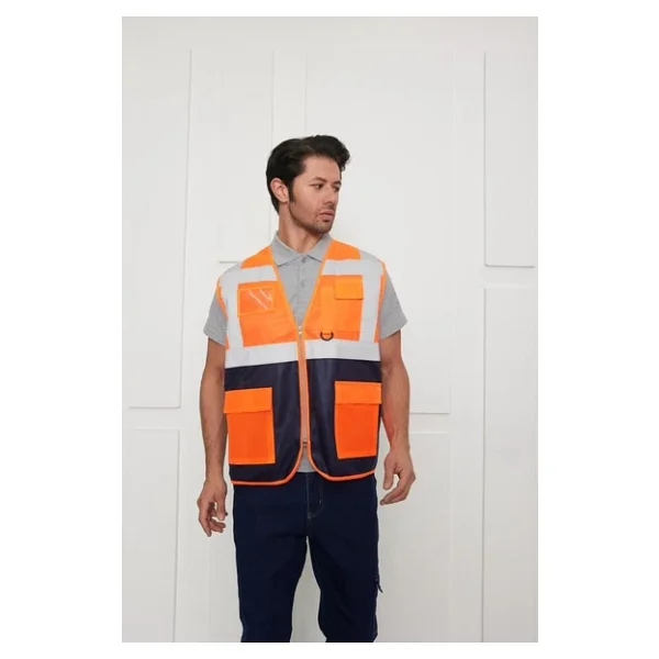 Orange Safety Mühendis Tipi Ikaz Yeleği Turuncu-Lacivert - Görsel 8