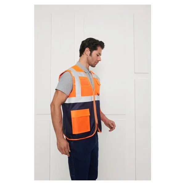 Orange Safety Mühendis Tipi Ikaz Yeleği Turuncu-Lacivert - Görsel 9