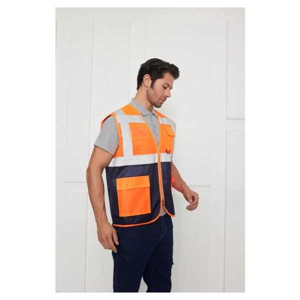 Orange Safety Mühendis Tipi Ikaz Yeleği Turuncu-Lacivert - Görsel 7