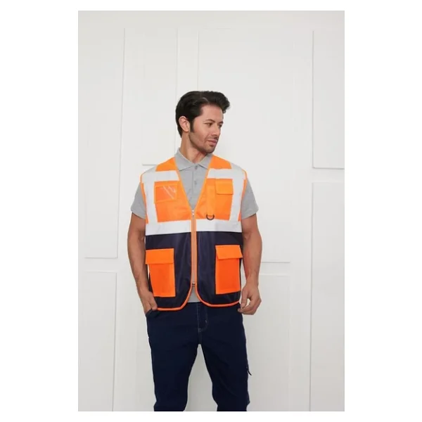 Orange Safety Mühendis Tipi Ikaz Yeleği Turuncu-Lacivert - Görsel 5
