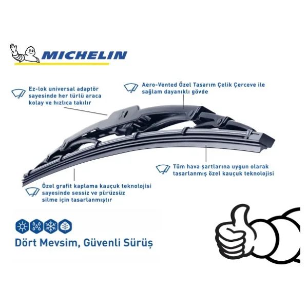 Michelin Rainforce Mc13924 600 Mm Universal Telli Silecek - Görsel 5