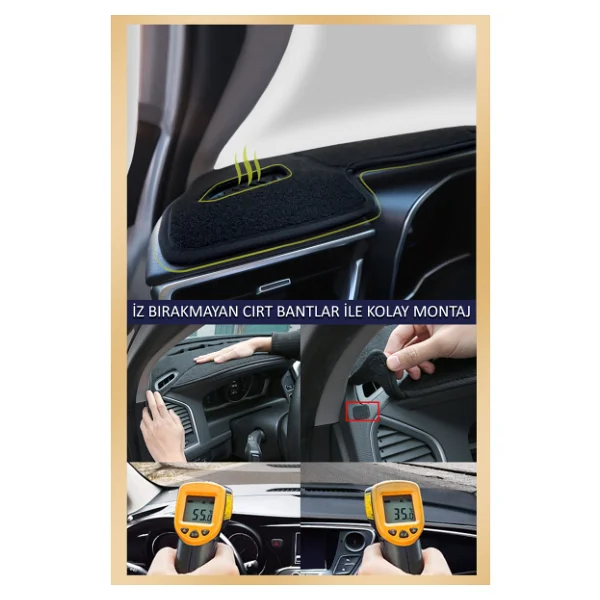 Fiat Egea Ekransiz 2007-2022 Icin Uygun Torpido Koruma Halisi Siyah Kenar Renk Mavi - Görsel 3