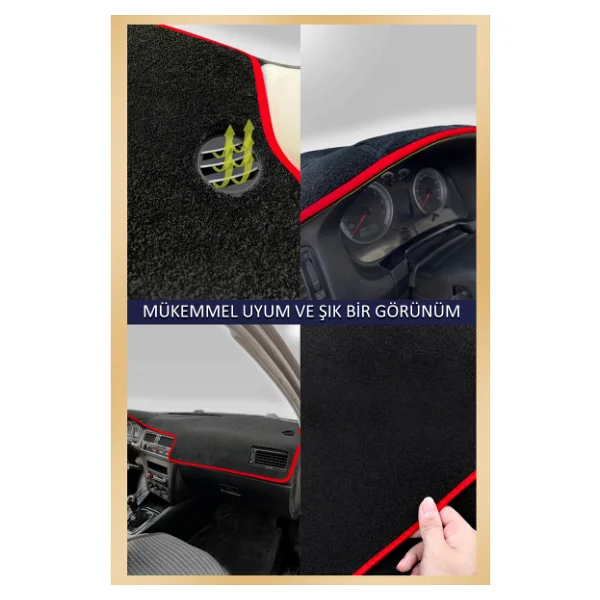 Ford Focus 2,5 Kapakli 2005-2010 Icin Uygun Torpido Koruma Halisi Siyah Kenar Renk Kirmizi - Görsel 2