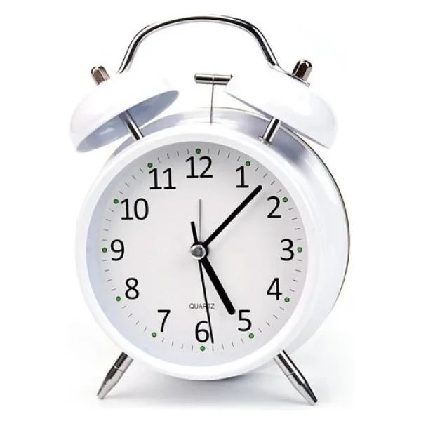 Valkyrie 16cm Büyük Boy Akar Saniyeli Alarm Çalar Saat - Nostaljik Masa Saati Beyaz - Görsel 3