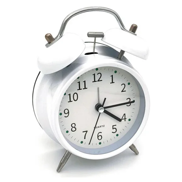 Valkyrie 16cm Büyük Boy Akar Saniyeli Alarm Çalar Saat - Nostaljik Masa Saati Beyaz - Görsel 5
