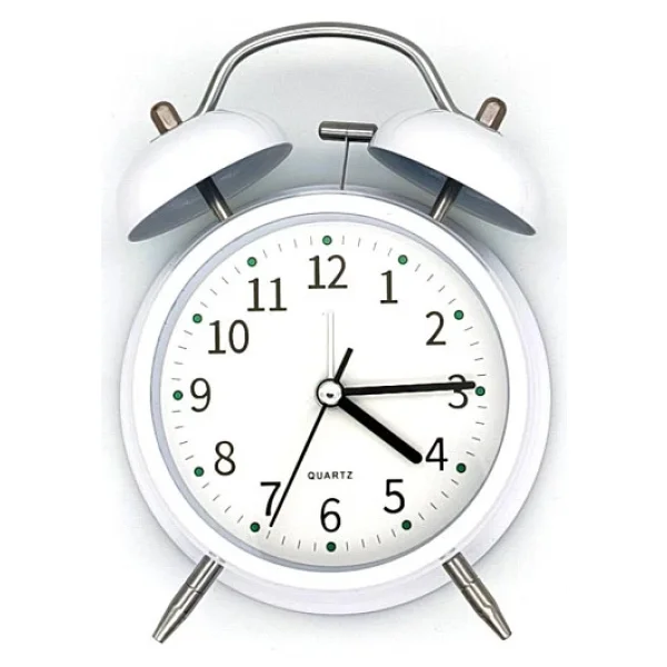 Valkyrie 16cm Büyük Boy Akar Saniyeli Alarm Çalar Saat - Nostaljik Masa Saati Beyaz - Görsel 9