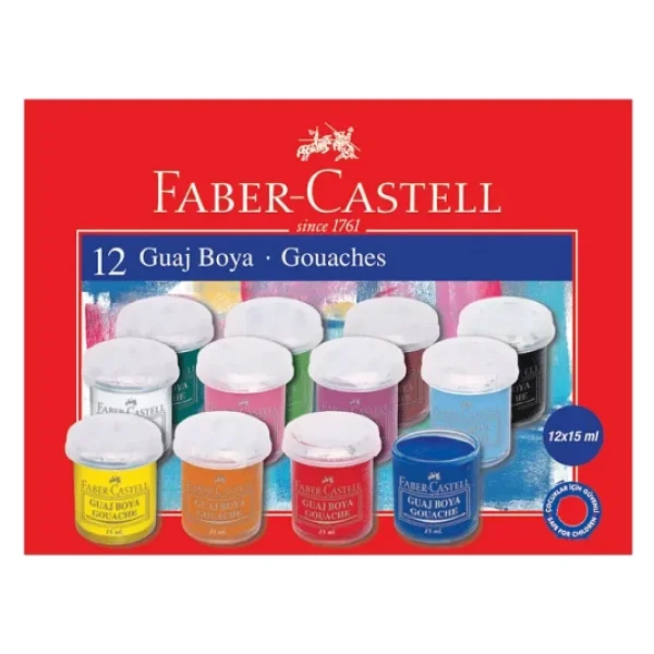 Faber-Castell 15 Ml 12 Renk Guaj Boya - Görsel 5