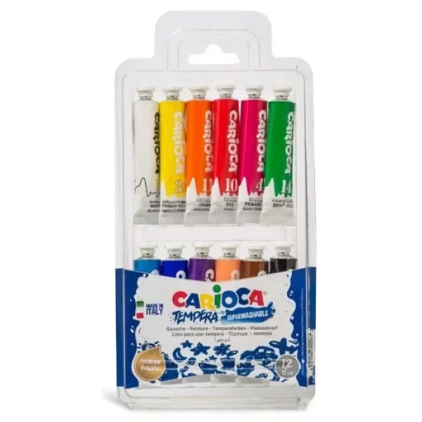 Carioca Süper Yıkanabilir 12 Ml 12 Renk Tüp Tempera Guaj Boya - Görsel 6