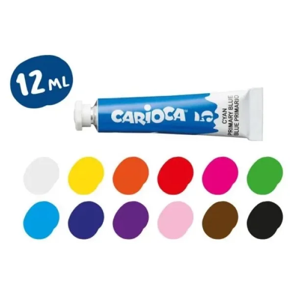 Carioca Süper Yıkanabilir 12 Ml 12 Renk Tüp Tempera Guaj Boya - Görsel 8