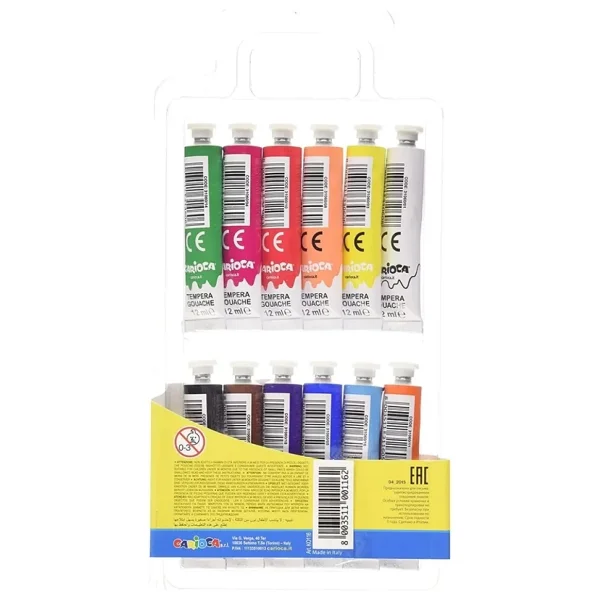 Carioca Süper Yıkanabilir 12 Ml 12 Renk Tüp Tempera Guaj Boya - Görsel 9