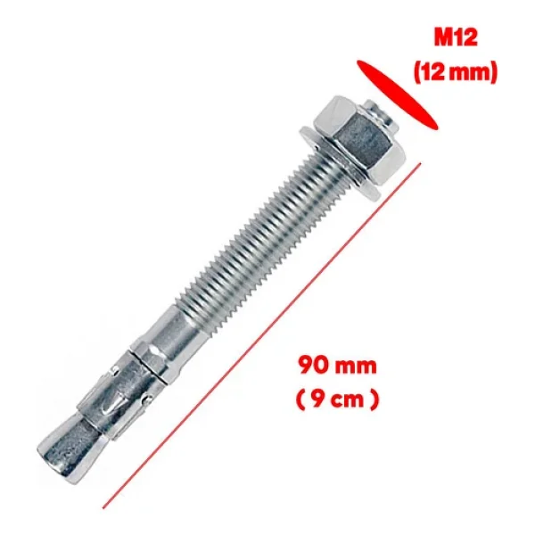 Saplamalı Klipsli Çelik Dübel M12x90 Mm Raf Montaj Bağlantı Zemin Monte Tavan Beton Asma Aparat - Görsel 2