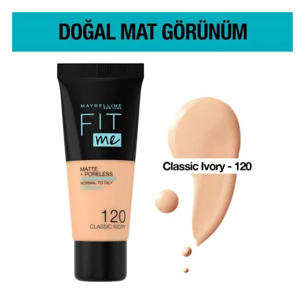 Maybelline Fit Me Matte + Poreless 120 Classic Ivory 30 Ml Likit Fondöten - Görsel 6