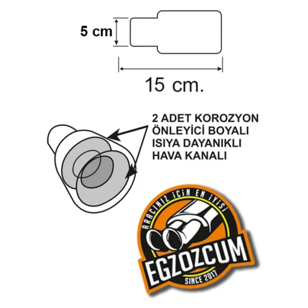 Antipas İc Kaplamali Islik Sesli 50 Mm Nikelaj Tekli Egzoz Eksoz Ucu - Görsel 2