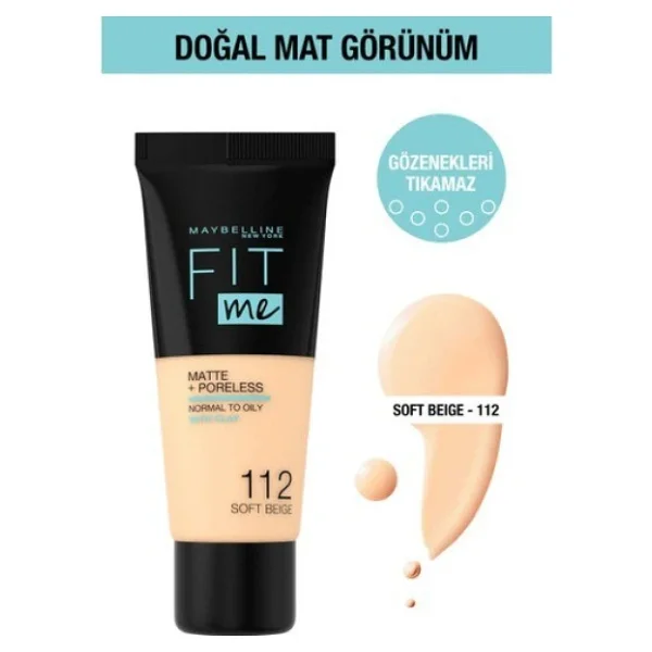 Maybelline Fit Me Matte + Poreless 112 Soft Beige 30 Ml Likit Fondöten - Görsel 3