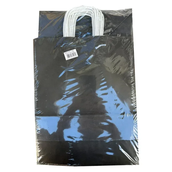 Büküm Saplı Kraft Kağıt Çanta Karton Hediyelik Poşet Torba - Siyah - 18x24 Cm. - 5 Adetlik Paket - Görsel 6