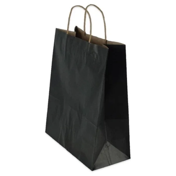 Büküm Saplı Kraft Kağıt Çanta Karton Hediyelik Poşet Torba - Siyah - 18x24 Cm. - 5 Adetlik Paket - Görsel 8