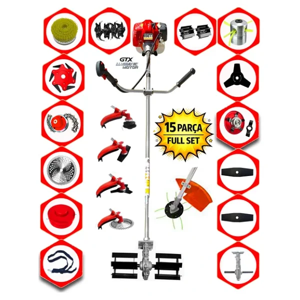 Eisenn German Et-900 11 İn 1 Pcs Ful Set Yan Tipi Benzinli Tırpan+Toprak Eşeleme +Akrobat Çapa Roket Başlık - Görsel 6