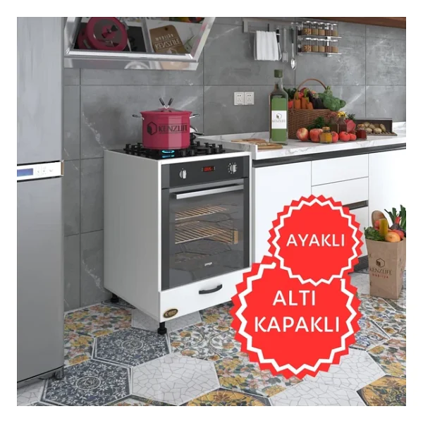 Kenzlife Ankastre Modülü Kabini Radon Byz Fırın Ocak Dolabı Kapaklı Ayaklı - Görsel 3