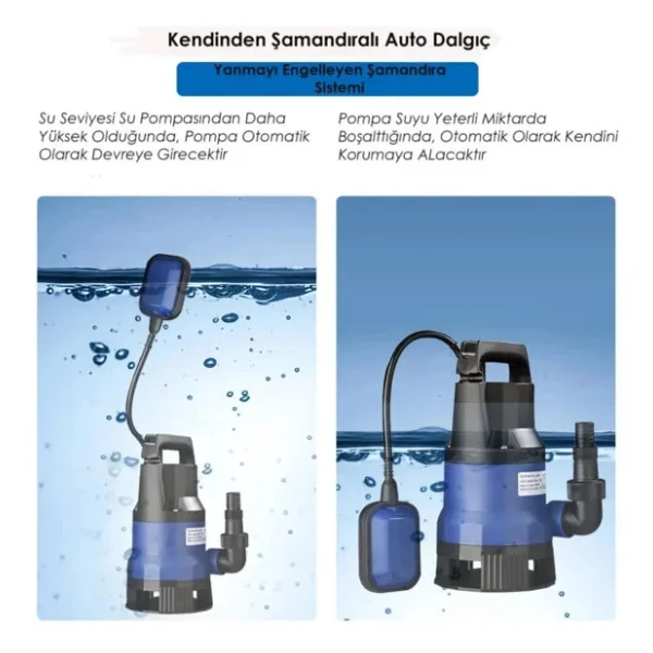 Moonshop 750 Watt 1 Hp Bakır Sargı Şamandıralı Kirli Temiz Yüzme Havuzu Gölet Sel Su Pompası - - Görsel 2