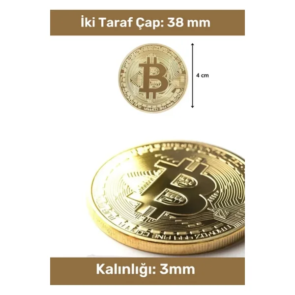 Özel Kutulu Hediyelik Kripto Hatıra Koleksiyon Bitcoin Madeni Para Altın Rengi 1 Adet - Görsel 2