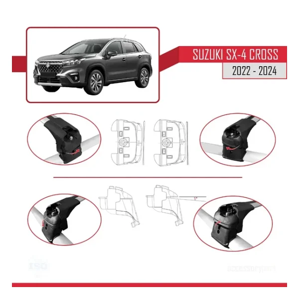 Suzuki Sx4 S-Cross 2022 Ve Sonrası İle Uyumlu Ace-2 Ara Atkı Tavan Barı Gri - Görsel 6