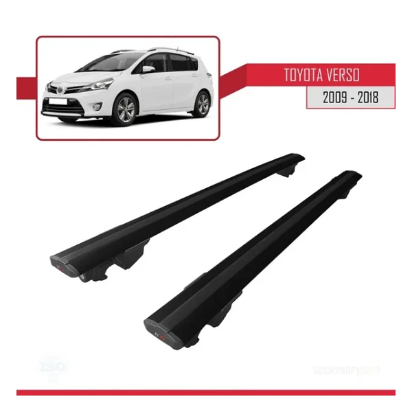 Toyota Verso 2009-2018 Arası İle Uyumlu Hook Model Anahtar Kilitli Ara Atkı Tavan Barı Siyah - Görsel 6