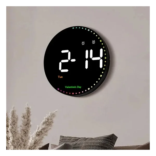 Dailytech Yuvarlak Kumandalı Dijital 10 Inç Duvar Saati Parlaklık Çalar Saat Dekor Için Masa Saat - Görsel 4