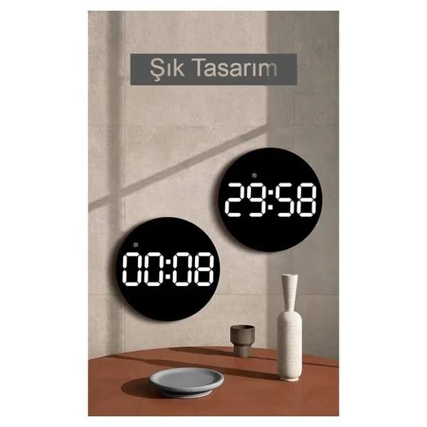 Dailytech Yuvarlak Kumandalı Dijital 10 Inç Duvar Saati Parlaklık Çalar Saat Dekor Için Masa Saat - Görsel 6