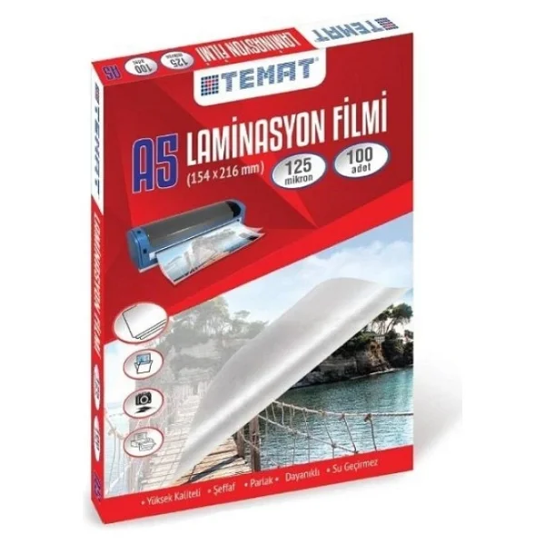 Temat Laminasyon Film A5 100lü 125 Mikron - Görsel 3