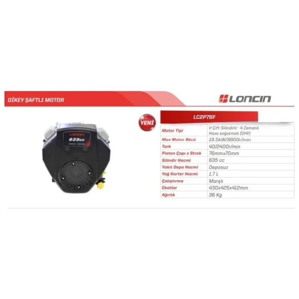 Loncin Lc2p76f 13.5 Hp Marşlı Dikey Makine Motoru - Görsel 4