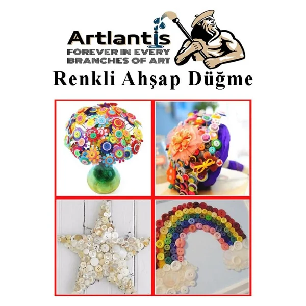 Düğme Naturel Ahşap 60 Adet 1 Paket Okul Kreş Sanat Etkinlik Anasınıfı 1,2cm 50 Adet 2,5cm 10 Adet - Görsel 7